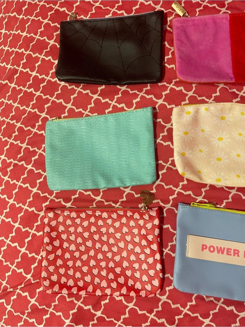 ipsy Pink, Red, Purple, Black, Blue & Yellow Assorted Cosmetic Pouches